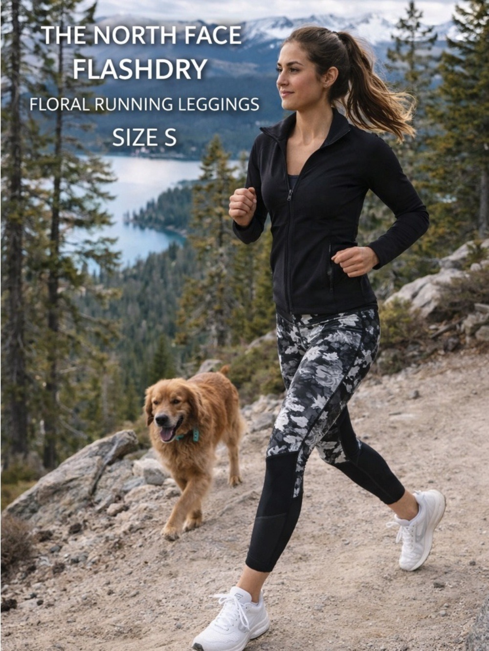 The North Face Women's FlashDry Floral Running Leggings - Black/Gray Size Small